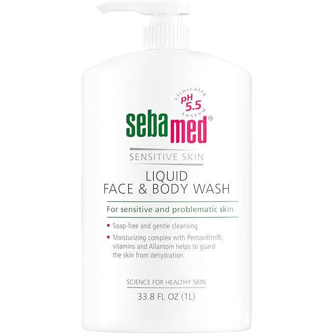 SEBAMED Liquid Face and Body Wash For Sensitive Skin pH 5.5 Mild Gentle Hydrating Cleanser Hypoallergenic Dermatologist Recommended 33.8 Fluid Ounces (1 Liter) For Healthier Smoother Skin - Image 1